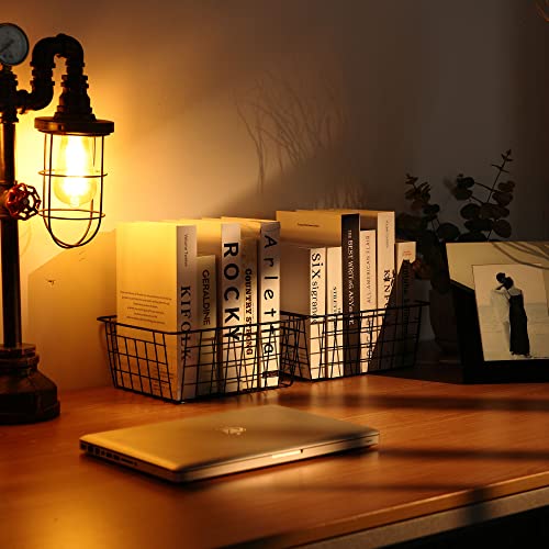 REFSAVER Wire Basket for Organizing 4 Pack Pantry Storage Baskets Small Mental Cabinet Shelf Black Organizer Bins for Office,Bathroom,Pantry,Closets