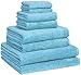 Home&Plan 8-Piece Premium Towel Set,%100 Turkish Cotton, 4 Bath Towels 2 Hand Towels and 2 Wash Cloths, Super Absorbent Ultra Soft Luxury Towels for Bathroom, Hotel, Gym and Spa - Aqua