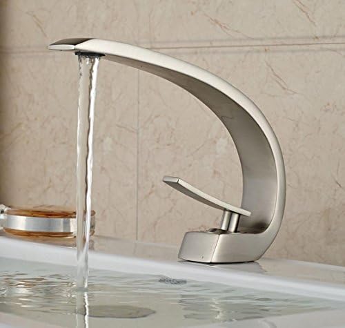 MLFMHR TH-205Single Handle Bathroom Vanity Sink Lavatory FaucetLead Free Brushed Nickel Restaurant Home Single Handle Single Hole Copper Widespread Lavatory Laundry Tub Basin Bathroom Sink Faucet, Ves