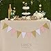 Ling's moment 15pcs Paper Pennant Banner Flags, Triangle Bunting Flags Banner, for Bridal Shower, Wedding, Baby Shower, Birthday, Event & Party Supplies, 15pcs Flags(sparkle gold,pink,white)