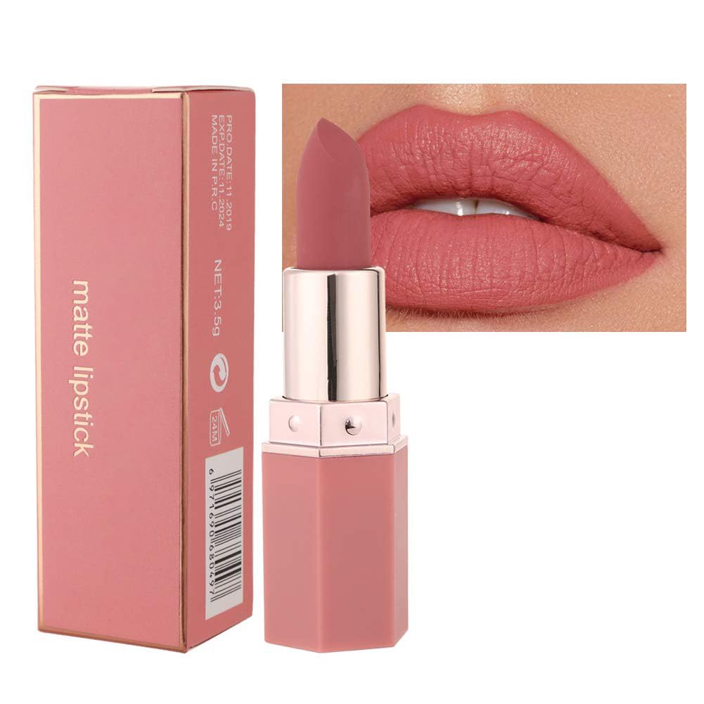 GL-Turelifes Matte Lipstick Velvety Red Lipsticks Waterproof Long Lasting Smoothing Non-stick Cup Sexy Colors Lipsticks (#01 Honey Peach)