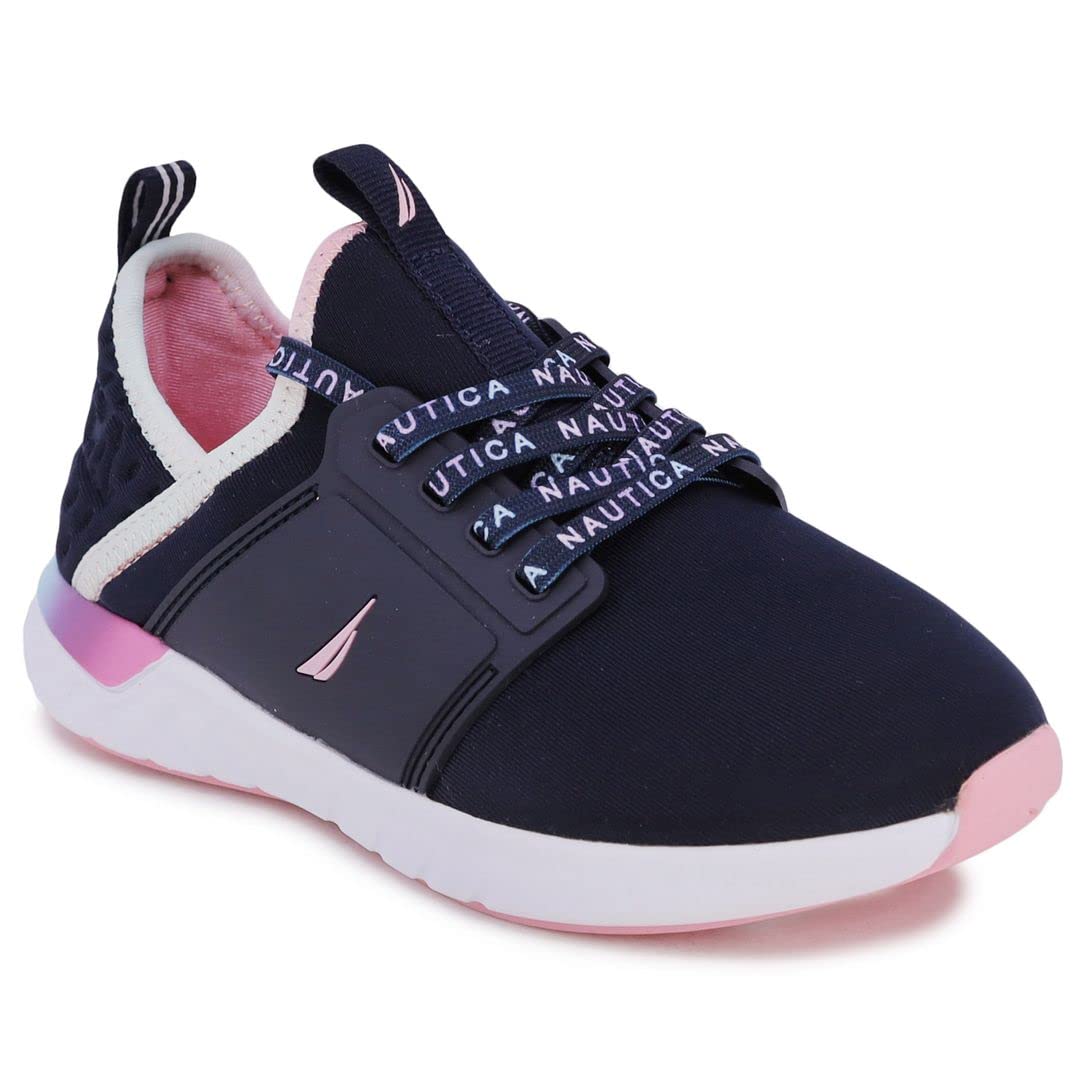 Nautica Missy Youth Girls Athletic Fashion Cross Trainer Lace Up Running  Sneakers-Malin-Navy Rainbow Size-2