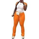 Nimsruc 2 Piece Outfits for Women Casual Sweat Sets Comfy Short Sleeve Matching Tracksuits Orange XXL