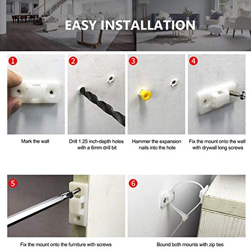 Anti Tip Earthquake Furniture Straps (12 pack), Baby Proofing Hangman Anti-Tip Restraint Furniture Anchor Kit (12 pack) - Thumbnail 3