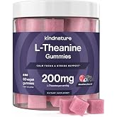 kindnature L-Theanine 200mg Gummies for Kids 4+ &amp; Adults &ndash; Pure Single-Ingredient Calm &amp; Focus Chewables &ndash; Clinical Dose, Non-Drowsy Relaxation &ndash; Vegan, Mixed Berry &ndash; 60 Ct