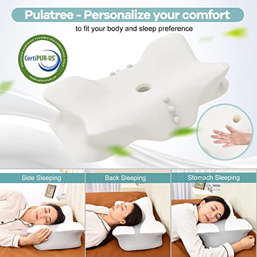 Pulatree Cooling Cervical Pillow for Neck Pain Relief, Cradle Design
