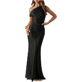 Floerns Women's One Shoulder Bodycon Cocktail Dress Sleeveless Fishtail Formal Wedding Guest Maxi Dresses