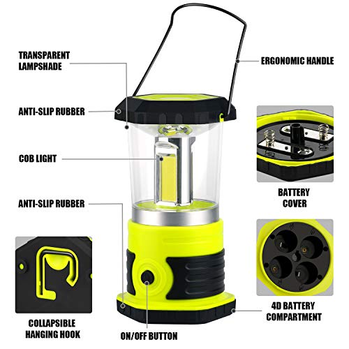 LED Camping Lantern, COB Battery Lantern 4D Batteries Included 1800LM