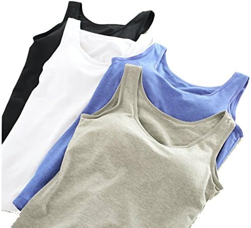 Shelf BRA Cami Cotton Tanks Shelf-Bra Camisole Spaghetti Strap Layering Cami Top Tank 4 Pack by HANBUN US-HC001 …