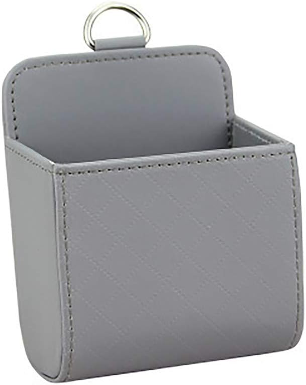 Car Air Vent Mount Outlet Storage Box Case PU Leather Bag Pouch Holder,Cell Phone Hanging Pocket Dash Organizer Container for Smart Phone,Glasses,Pen,Coin,Key,Credit Card (Color : Gray)
