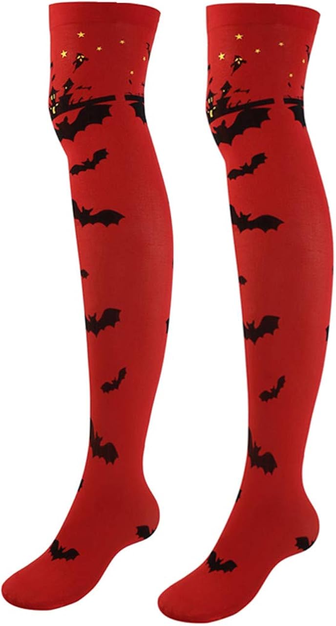 Chaussettes Hautes Femme Arc-en-Ciel à Pois - Parfaites Pour Carnaval, Halloween Et Cosplay, Jaune, Taille Unique