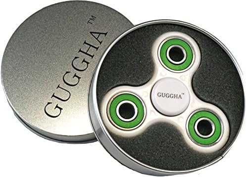 Spinner Fidget Toy Hybrid Ceramic Bearing for Kids &amp; Adults by GUGGHA (White + Green)