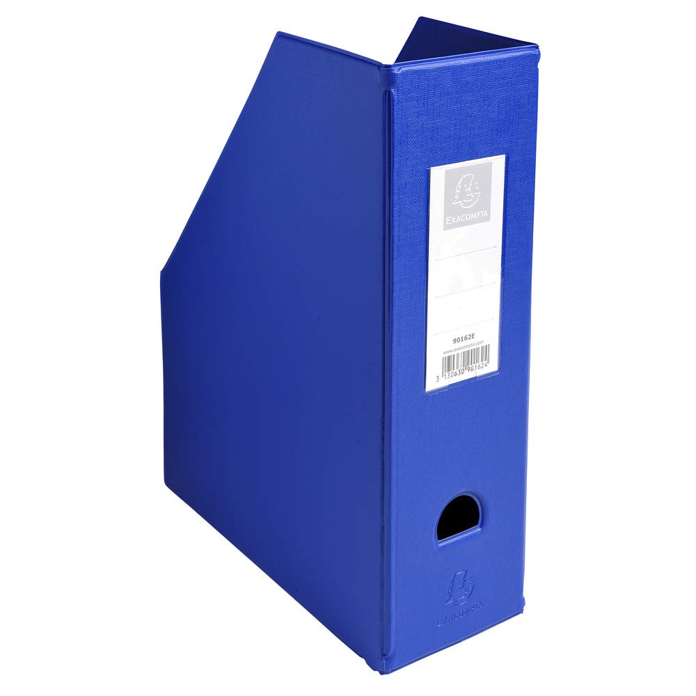 Exacompta - Ref 90162E - PVC Magazine File - Suitable for Storing A4 Documents,100mm Spine, Construction from 2mm Rigid PVC, Finger Hole & Label on Spine -Dark Blue