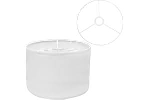 FFKJDM Drum Lamp Shades for Table Lamps 12" Top x 12" Bottom x 8" High Linen Lampshade Lamp Shade with E27 to E26/E14 Adapters for Floor Lamps Bedside Lamps, White fine lines, Assembly Required