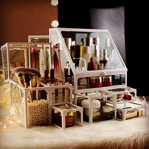 ガラス化粧品ストレージボックスシンプルなストレージラックメイク収納ボックスデスクトップスキンケアは 表ガラス