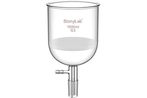 StonyLab Borosilicate Glass Buchner Filtering Funnel with Fine Frit(G3), 113mm Inner-Diameter, 110mm Depth, with 24/40 Standa