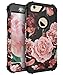 RabeMall Case for iPhone 7,Case for iPhone 8 Pretty Flowers for Girls/Women Anti-Fingerprint and Scratch-Resistant Three Layer High Impact Resistant Hybrid Protective Cover,Floral Black
