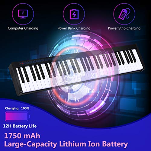 Costzon 61-Key Portable Touch Sensitive Keys Digital Piano, Upgraded Premium Electric Keyboard W/ 128 Rhythm, 128 Tone, Sustain Pedal, MIDI/USB Interface, Power Supply, Bluetooth Function (Black)