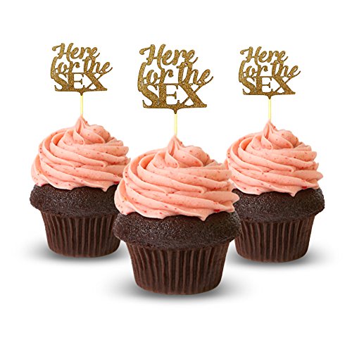 Gender Reveal Here for the Sex Cupcake Topper 12 pieces per Pack Cupcake Topper Decoration Card Stock Gold