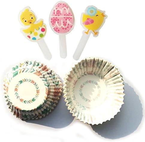PARTYMASTER Easter Egg&amp;Chicken Cute Cupcake Decorating Kit，Pack of 96