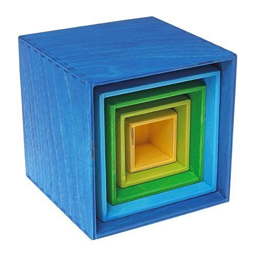 Grimm's Spiel und Holz Design - Small Stacking and Nesting Boxes, 5 Pieces - Thumbnail 5