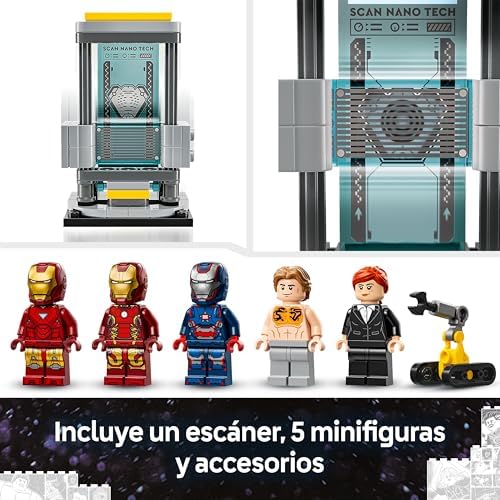 | Laboratório do Marvel Iron Man: Sala de Armaduras, Brinquedo de Construção de Super-Heróis com Figura de Mech Articulada e 5 Minifiguras, Presente dos Vingadores para Rapazes e Raparigas 8+ Anos 76315