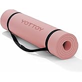 YOTTOY Yoga Mat，Extra Thick Yoga Mat (1/2inch),Professional TPE Exercise Mat,Non-Slip Workout Mat for Yoga, Pilates, Fitness, Barefoot Workouts, Home Gym Studio with Strap