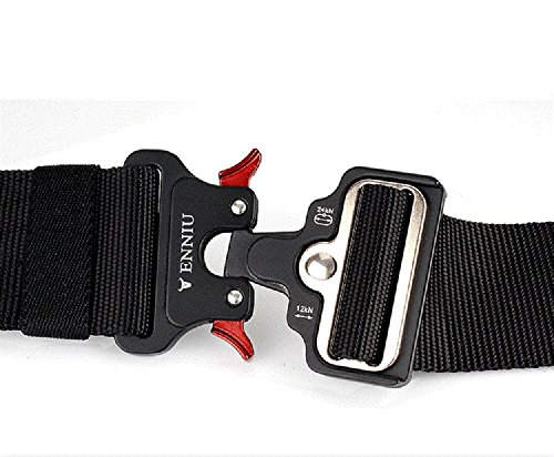 Yeapv Nylon Tactical Web Belt, W/1.5”-2” Military Army Style Combat Riggers Webbing Belt Adjustable Heavy Duty with Quick-Release Metal Buckle for Men Women(Black W/2 inches)