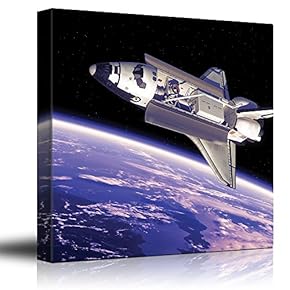 Rocketship in Outerspace with View to Planet Earth