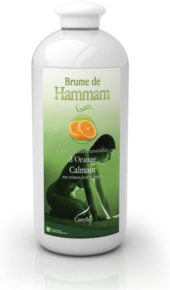 Camylle - Brume de Hammam Orange - Fragrances Made from Essential Oils for Steam Rooms, Steam Baths, or Steam Showers - Soothing with Sweet and Fruity Aromas - 1000ml