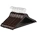 SONGMICS Wooden Hangers, 20-Pack Wood Coat Hangers with Shoulder Notches, Swivel Hook, Non-Slip for Jackets, Shirts, Suits, Brown and Silver UCRW05K-20