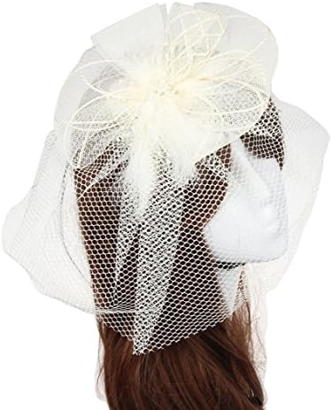 CaliaDress Evening Cocktail Hair Clip Bridal Birdcage Face Veil Fascinator C010TS White