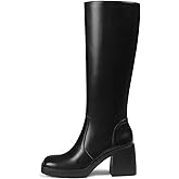Lyrisiphy Womens Knee High Boots Chunky Platform Tall Boots Square Toe Fashion Long Boots for Women with Side Zipper