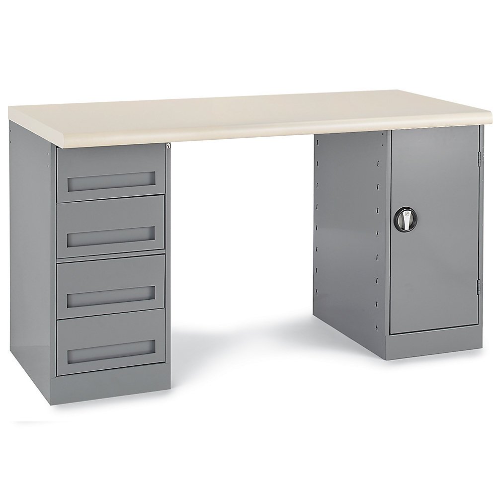 Tennsco Pedestal Workbench One Pedestal, One 4Drawer