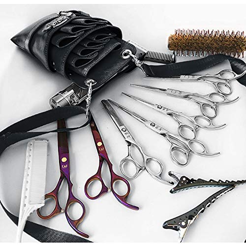 WINGOFFLY Hair Scissor Holster Pouch with Waist Shoulder Belt for Hairdressers Barber PU Leather Shears Hairdressing Tool Case Bag Holder Black