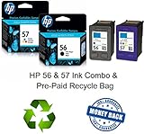 Black & Tri-Color Inkjet Cartridge HP 56/57 Combo Set w/Prepaid Recycle Bag