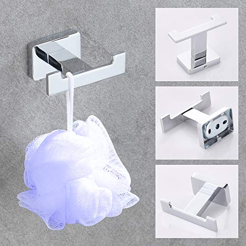 DUFU 4-Piece Silver Stainless Steel Towel Rail Set - Towel Rack, Towel Ring, Toilet Roll Holder and Hook | Multifunctional Wall Accessories | Modern Design