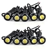 Eagle Eye LED Light, YITAMOTOR 10PCS High Power 9W LED Eagle Eye Bulbs Car Motorcycle Lighting Kit Daytime Running DRL Fog Tail Front Grill Bumper Backup Clearance Marker Light (18mm, White)