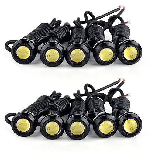 Eagle Eye LED Lights, YITAMOTOR 10PCS High Power 9W LED Eagle Eye Lights Car Motorcycle Lighting Daytime Running DRL Fog Light Bumper Backup Clearance Marker Bulbs (18mm, White)