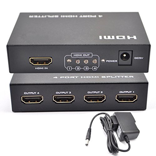 iKKEGOL Mini 4 Port HDMI 1-In 4-Out Amplifier Switch Splitter Metal Box HUB 3D 1080P HDTV STB HDCP with Power Adapter