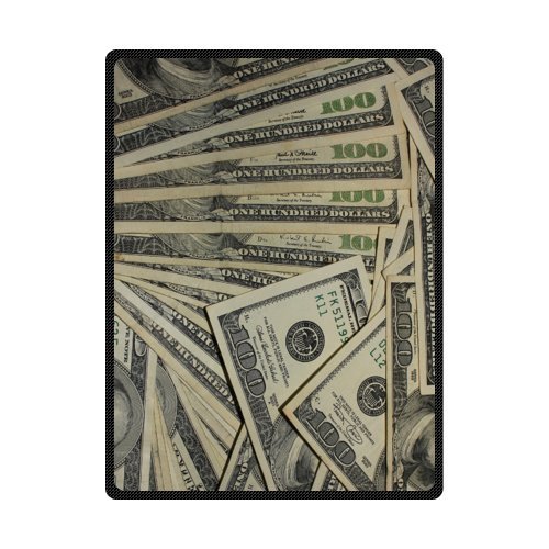 US Dollar Currency Money Blanket, Hundreds of 100 Dollar
