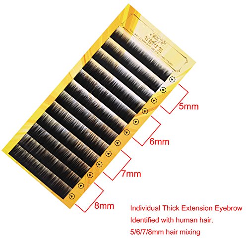 Ruiqas False Eyebrow, Mixed Black False Eyebrow Extension Fake Eyebrow Enhancer Individual Eyebrows 5-8mm - Thumbnail 2