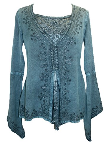 Agan Traders 01 B Renaissance Gypsy Blouse Top (S, Turquoise)