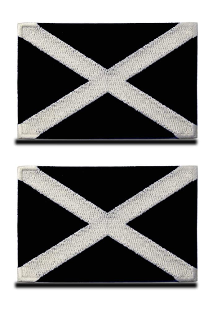 2 Pcs United Kingdom Great Britain Scotland Scottish Patch Hook and Loop Embroidered National Emblem Patch for Football Billiards Jersey Team Work Clothes Backpack Caps Travel Tactical(Black)