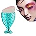 LandFox 4Pcs/Set Fish Scale Makeup Brush Fishtail Bottom Brush Powder Blush Makeup Cosmetic Brush (Blue)