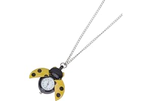 Cabilock Retro Pocket Watch Vintage Ladybug Shape Portable Alloy Pocket Watch with Removable Chain for Daily Life