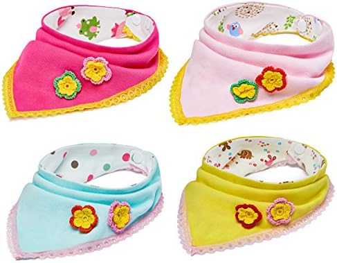 Baby Bandana Bib -Best for Drooling Baby Girls -100% Cotton Drool Bibs Gifts Set