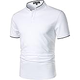 HOOD CREW Mans Fashion Short Sleeve Polo Shirts Summer Casual Band Collar Tops Shirt