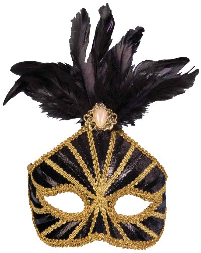Forum Mardi Gras Trim High Half Mask With Feathers - Image 3
