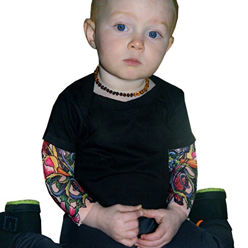 Wild Rose Baby Girls' Tattoo Sleeve Shirt, Butterfly, Black, 18-24 mos